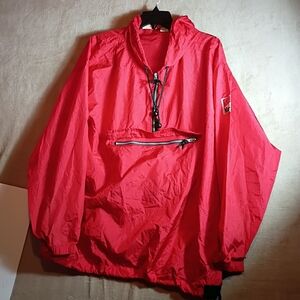Vtg Marlboro Unlimited Red Pullover Rain Windbreaker Packable Jacket Mens Large